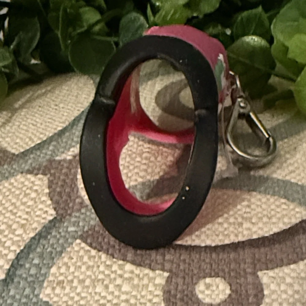 Pink Glitter Flower Boot Keychain NWOT